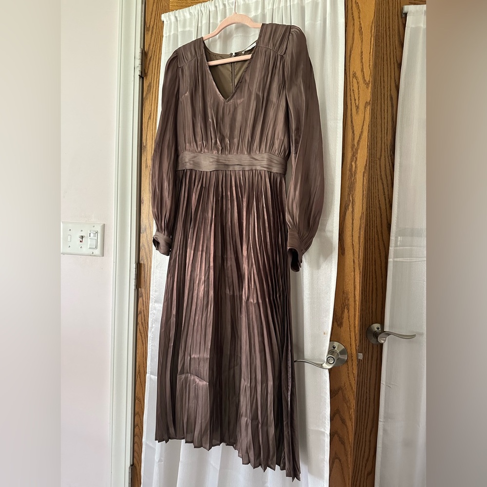 Brown Pleated Dress